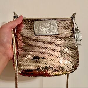 Coach Poppy Gold Sequin Crossbody Bag